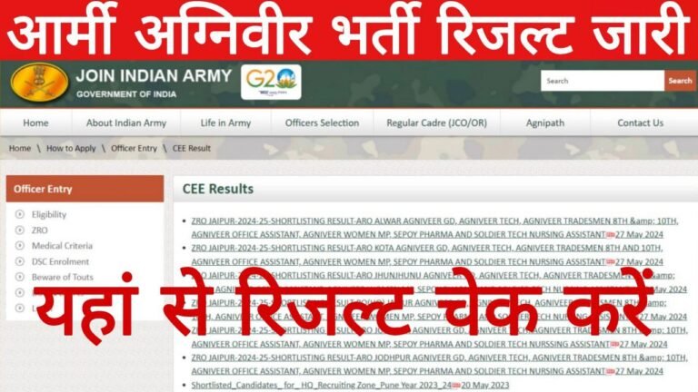 Army Agniveer Result Out