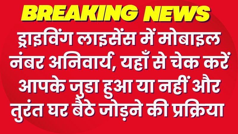 ड्राइविंग लाइसेंस में मोबाइल नंबर हुआ अनिवार्य, अभी घर बैठे जोड़े और जुर्माने से बचे 